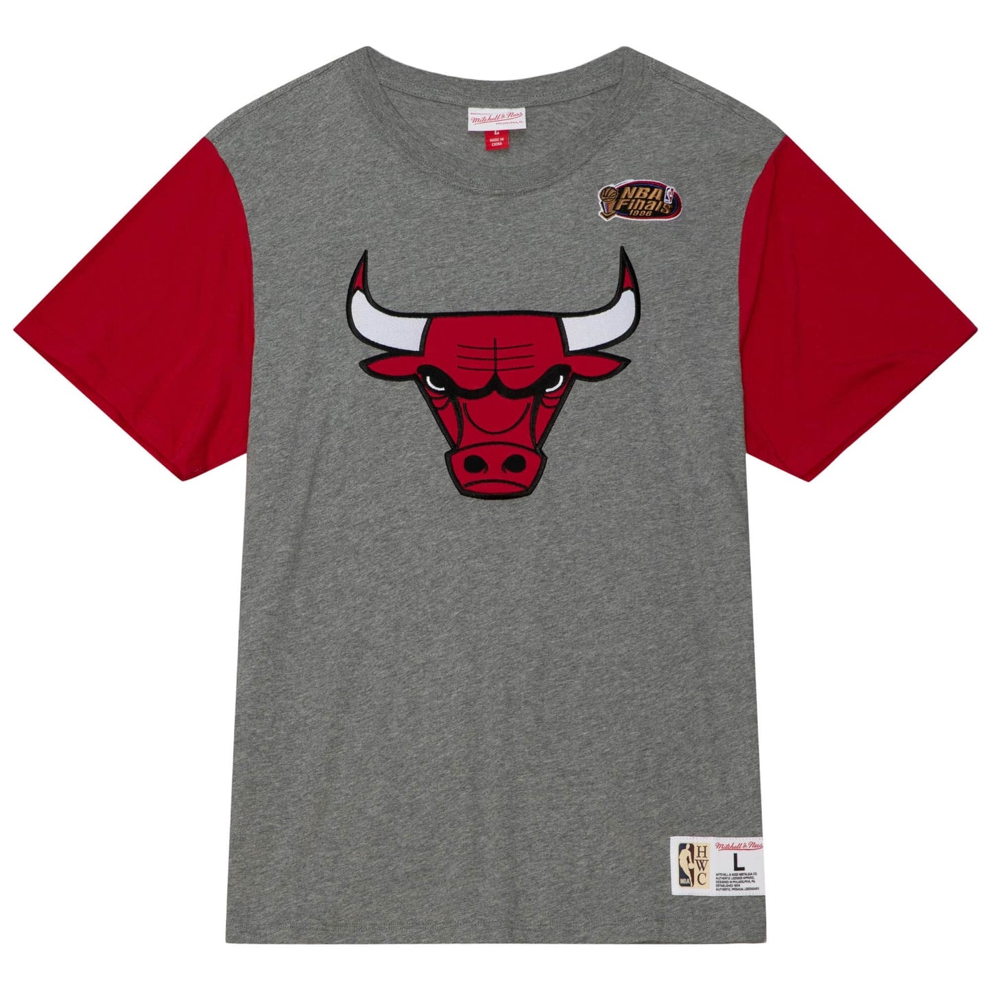 Mitchell & Ness NBA Color blocked S/S Tee CHICAGO BULLS Grey Heather