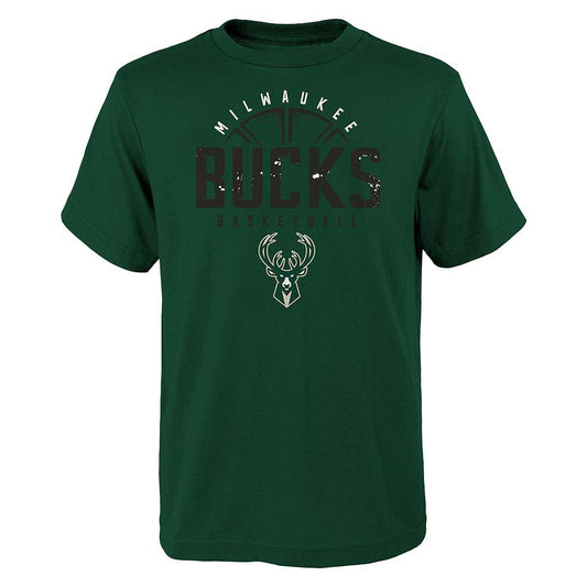 Outer Stuff Street Ball Ss Cotton Tee - 8-20Y Milwaukee Bucks Green