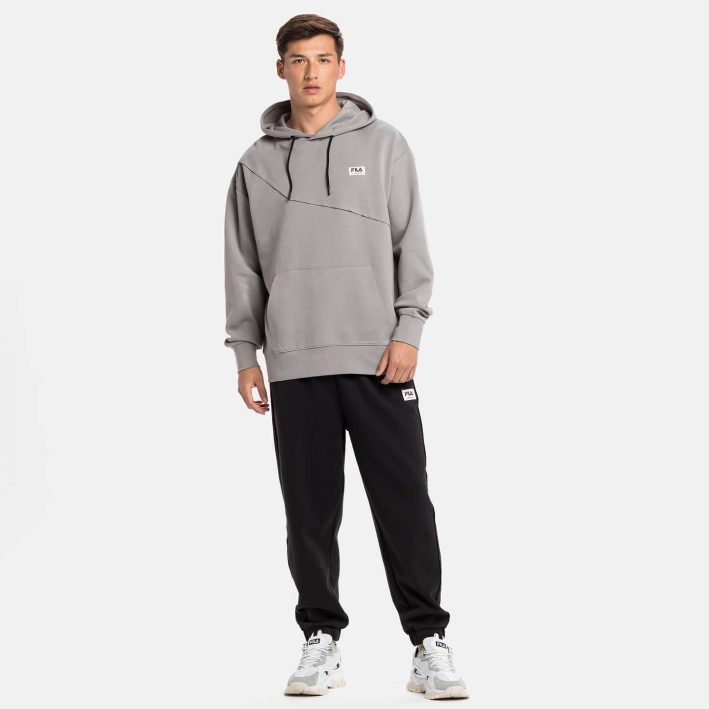 Mikina s kapucňou FILA THIERS oversized hoody šedá