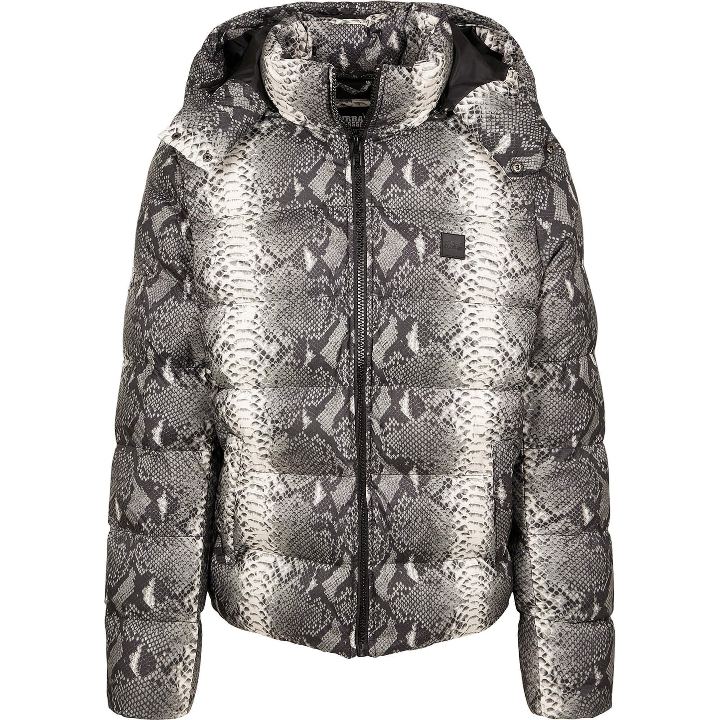 Urban Classics Hooded Aop Puffer Jacket Grey Snake