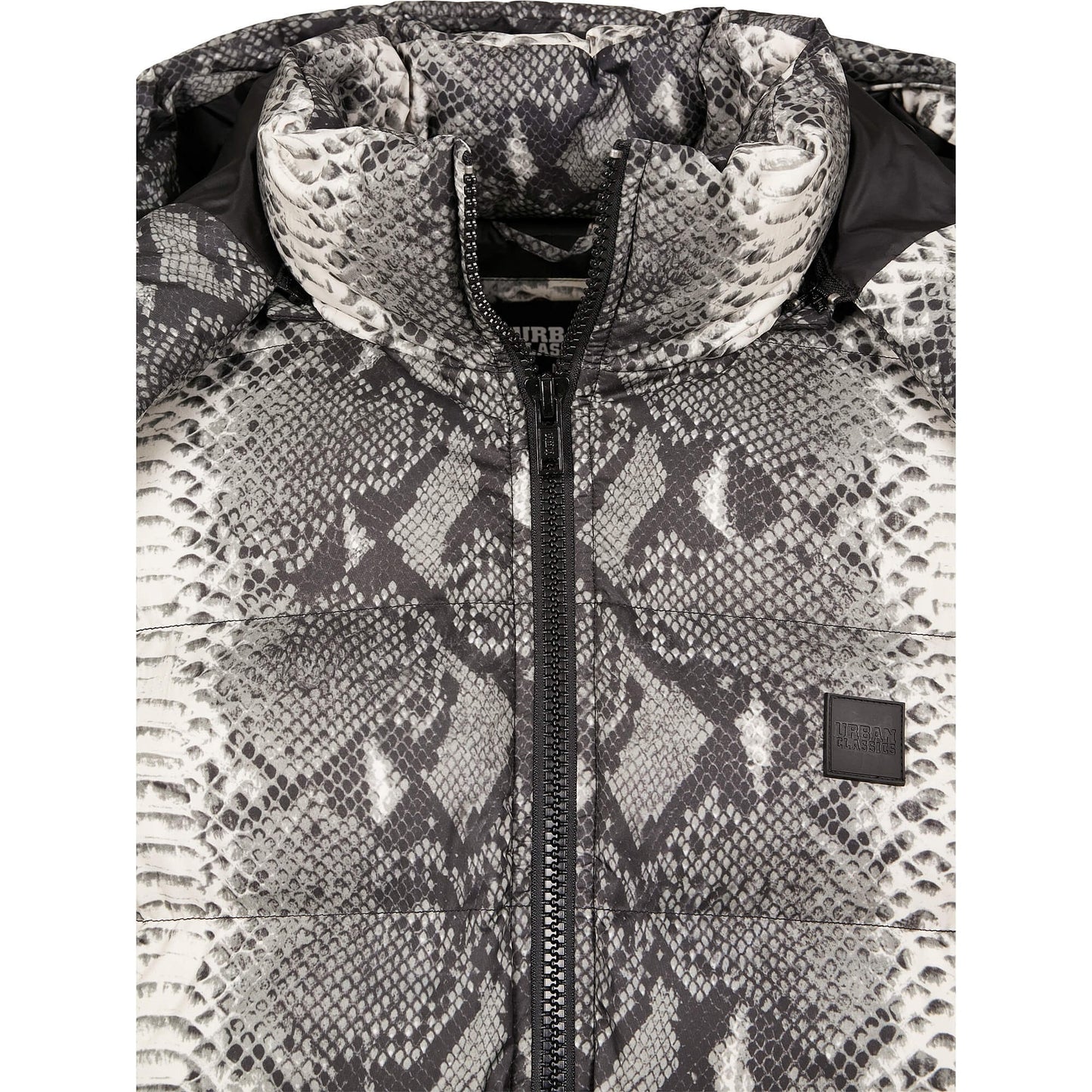 Urban Classics Hooded Aop Puffer Jacket Grey Snake