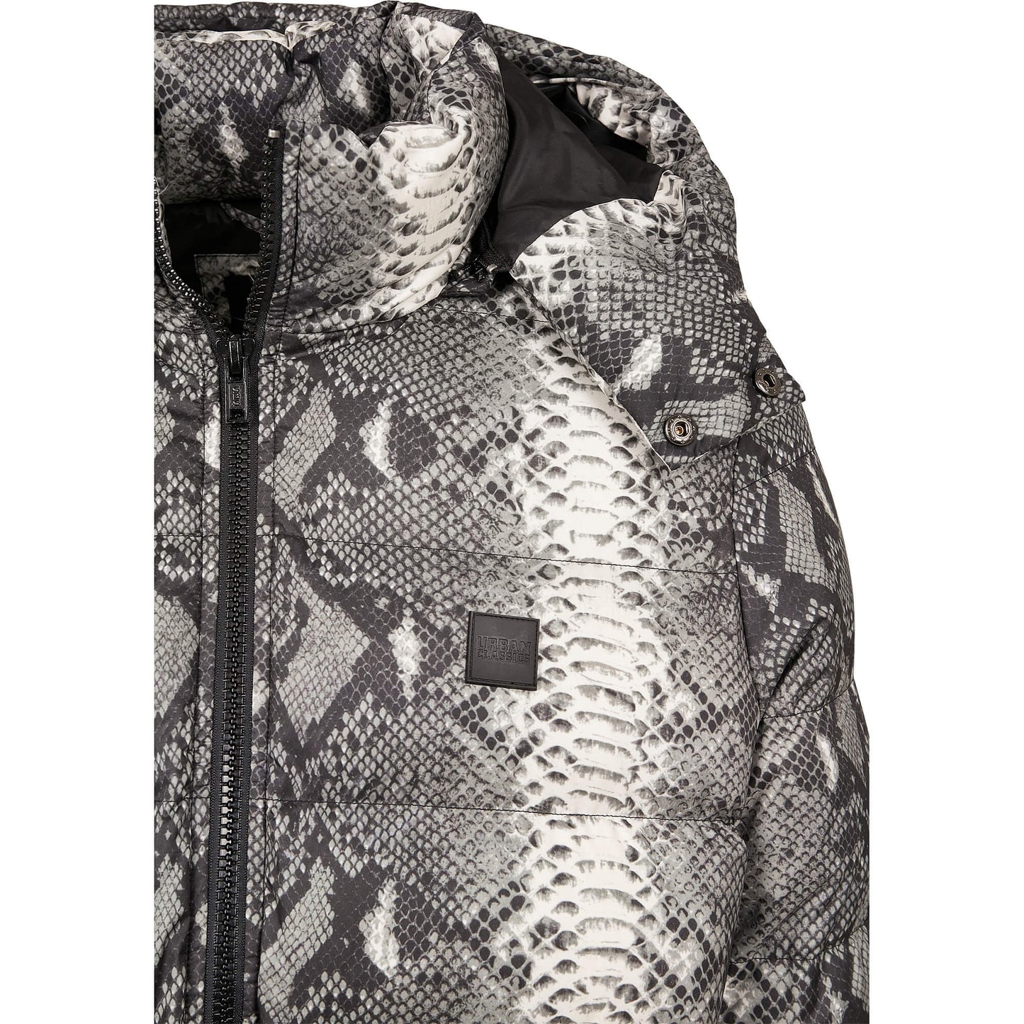 Urban Classics Hooded Aop Puffer Jacket Grey Snake