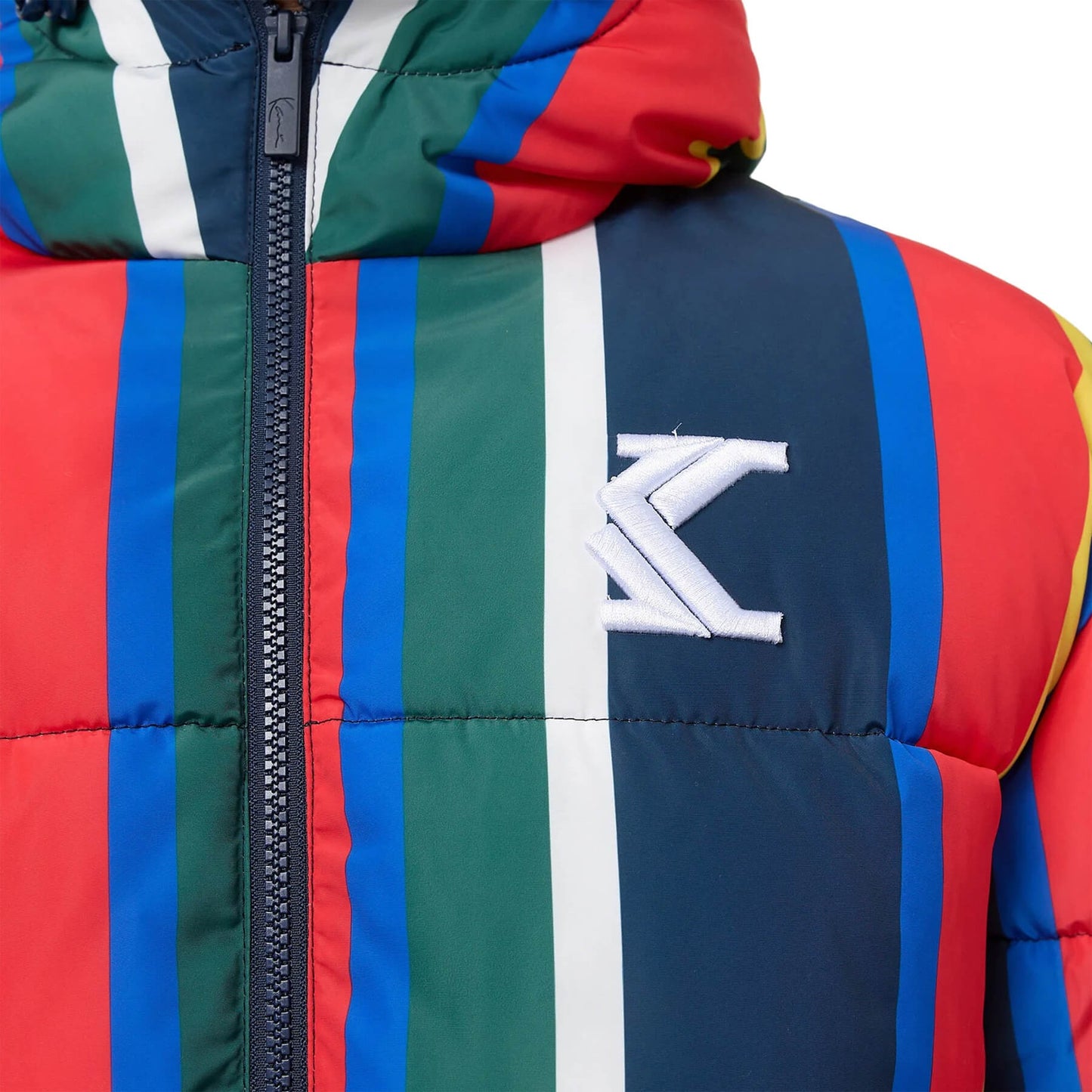 Karl Kani KK OG Stripe Hooded Puffer Jacket red/blue/green