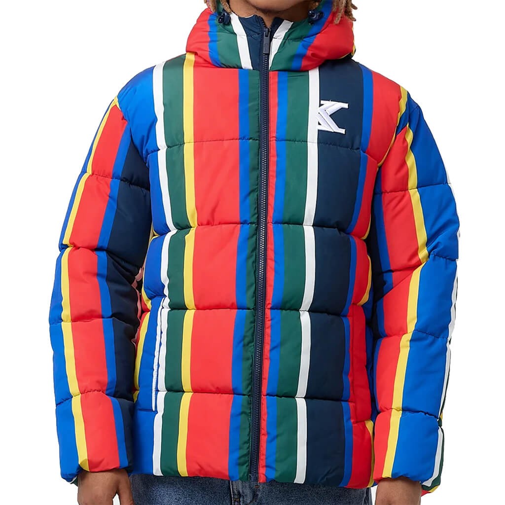 Karl Kani KK OG Stripe Hooded Puffer Jacket red/blue/green