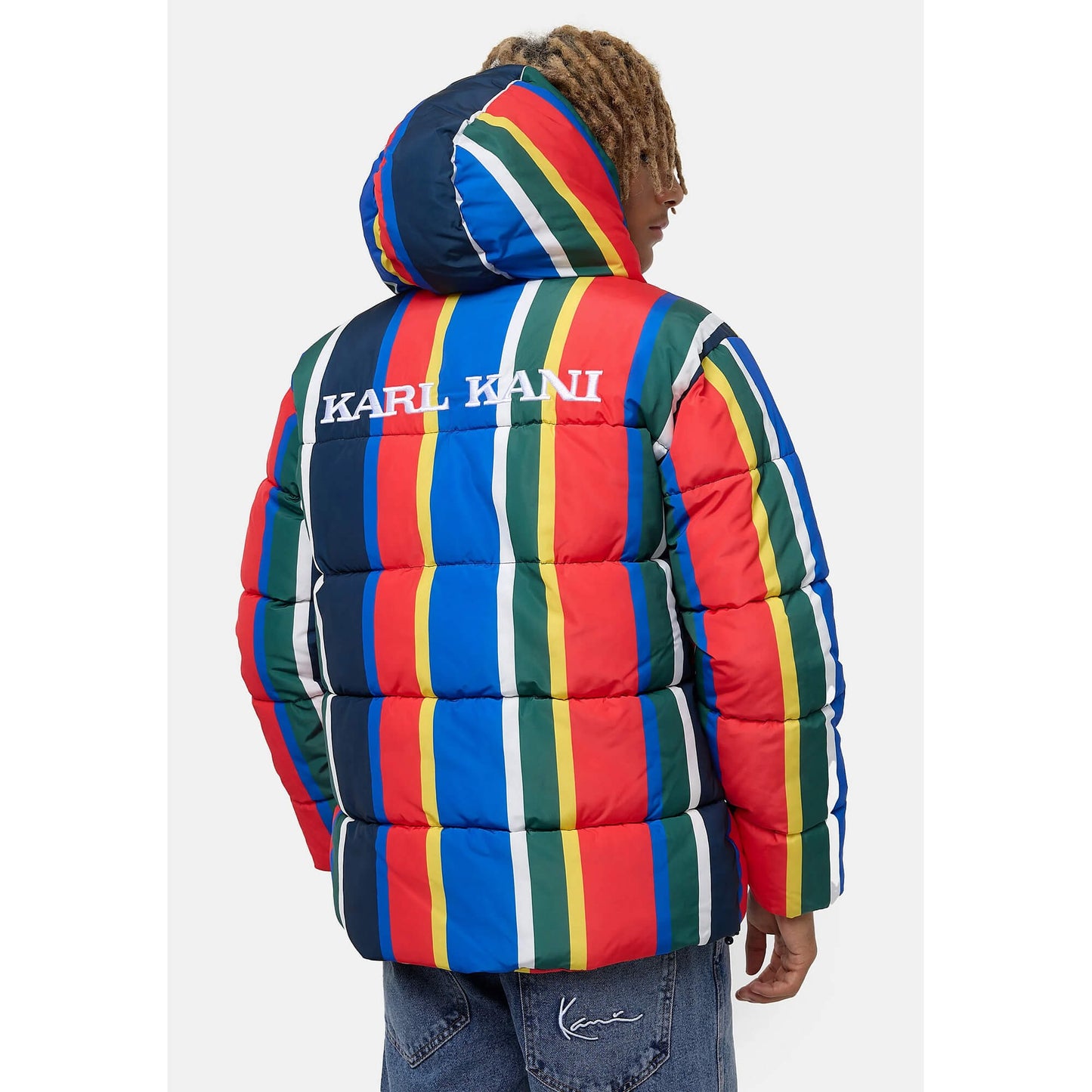 Karl Kani KK OG Stripe Hooded Puffer Jacket red/blue/green