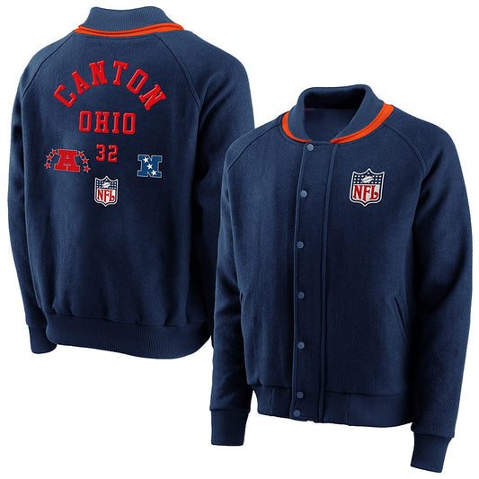 Bunda bomber Fanatics NFL True Classics Shield Letterman Jacket Navy tmavomodrá