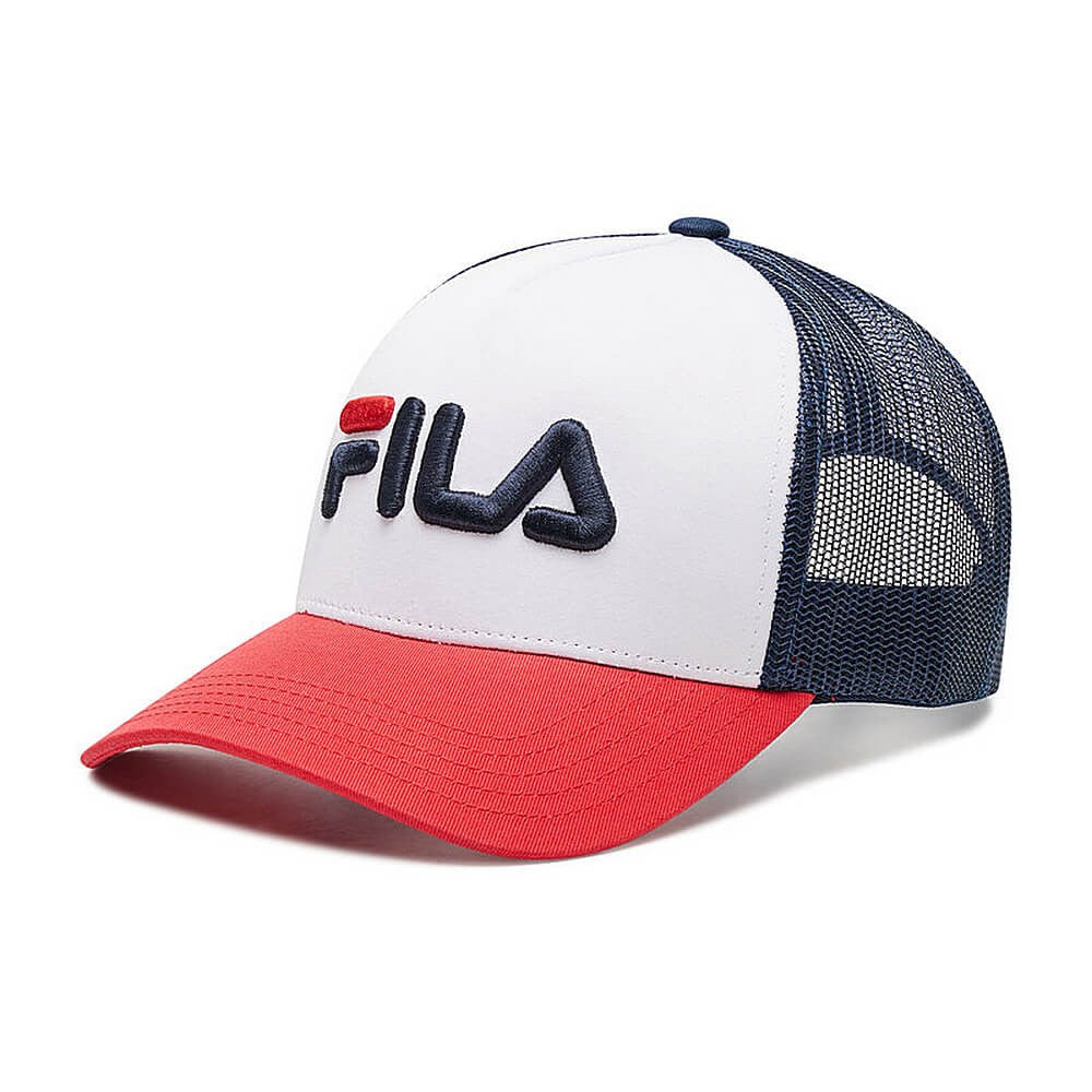 Fila BEPPU TRUCKER CAP linear logo snap back True Red-Bright White-Medieval Blue