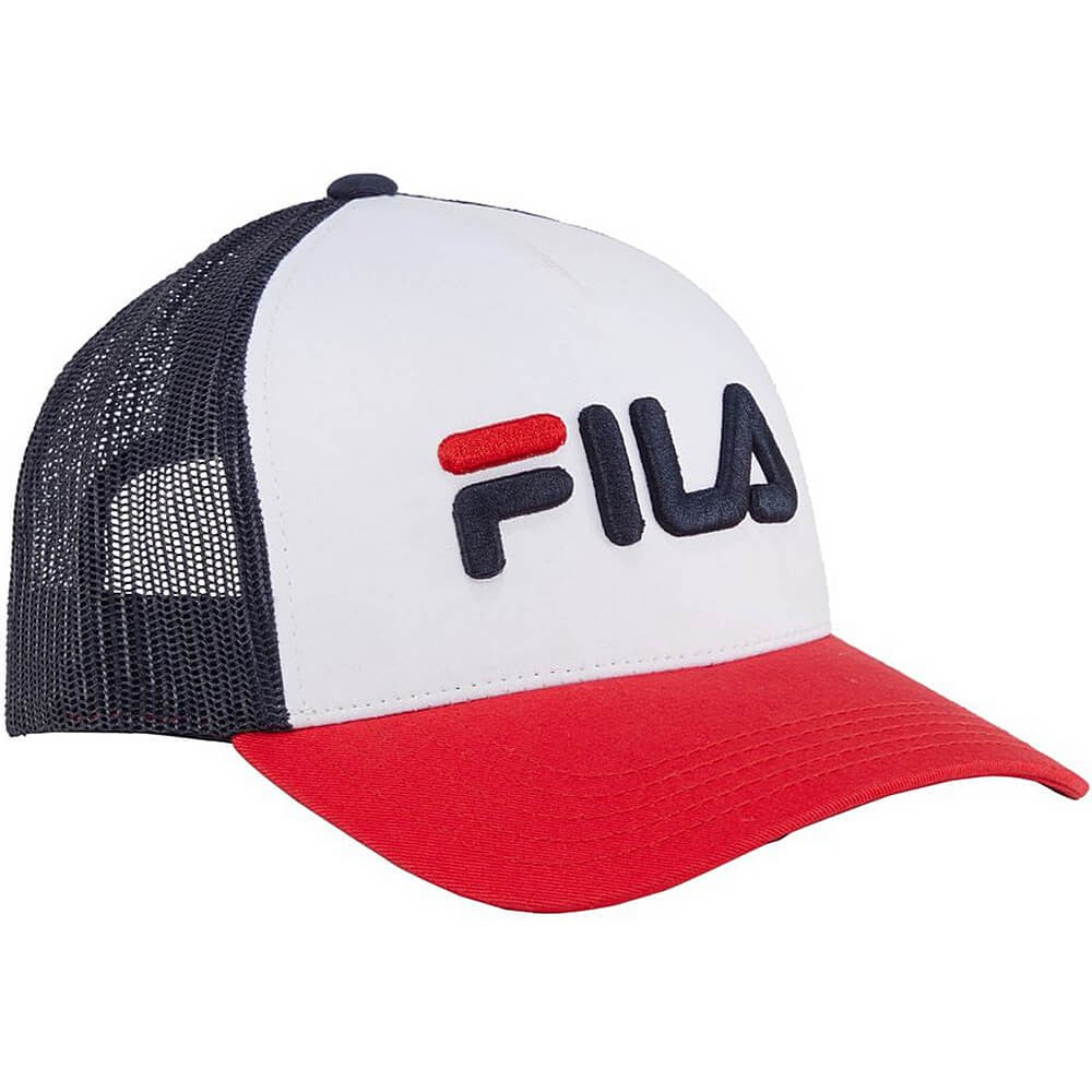 Fila BEPPU TRUCKER CAP linear logo snap back True Red-Bright White-Medieval Blue