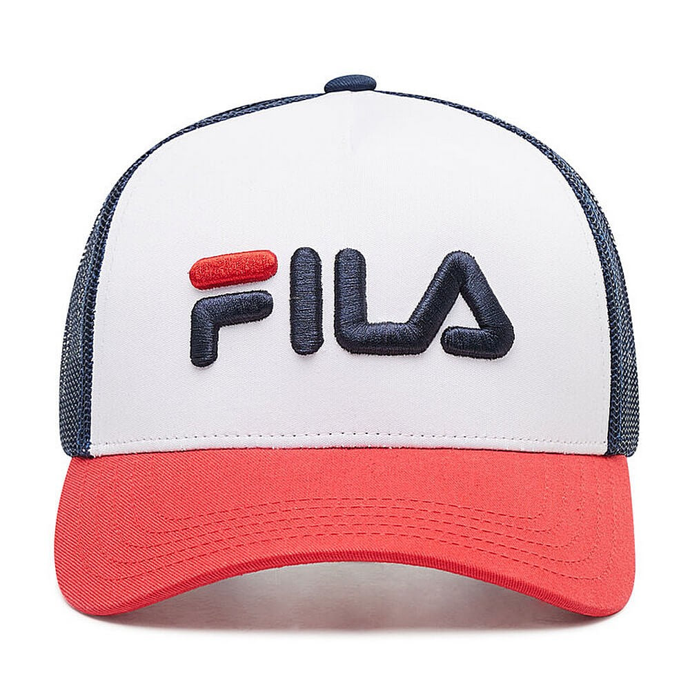 Fila BEPPU TRUCKER CAP linear logo snap back True Red-Bright White-Medieval Blue