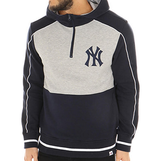 MAJESTIC FLEECE QUATER ZIP OTH HOODY NEW YORK YANKEES NAVY