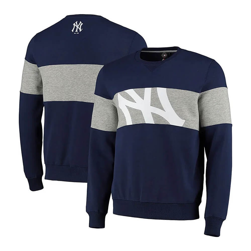 Sveter Majestic MLB Pannelled Crew Neck Sweatshirt New York Yankees tmavomodrá