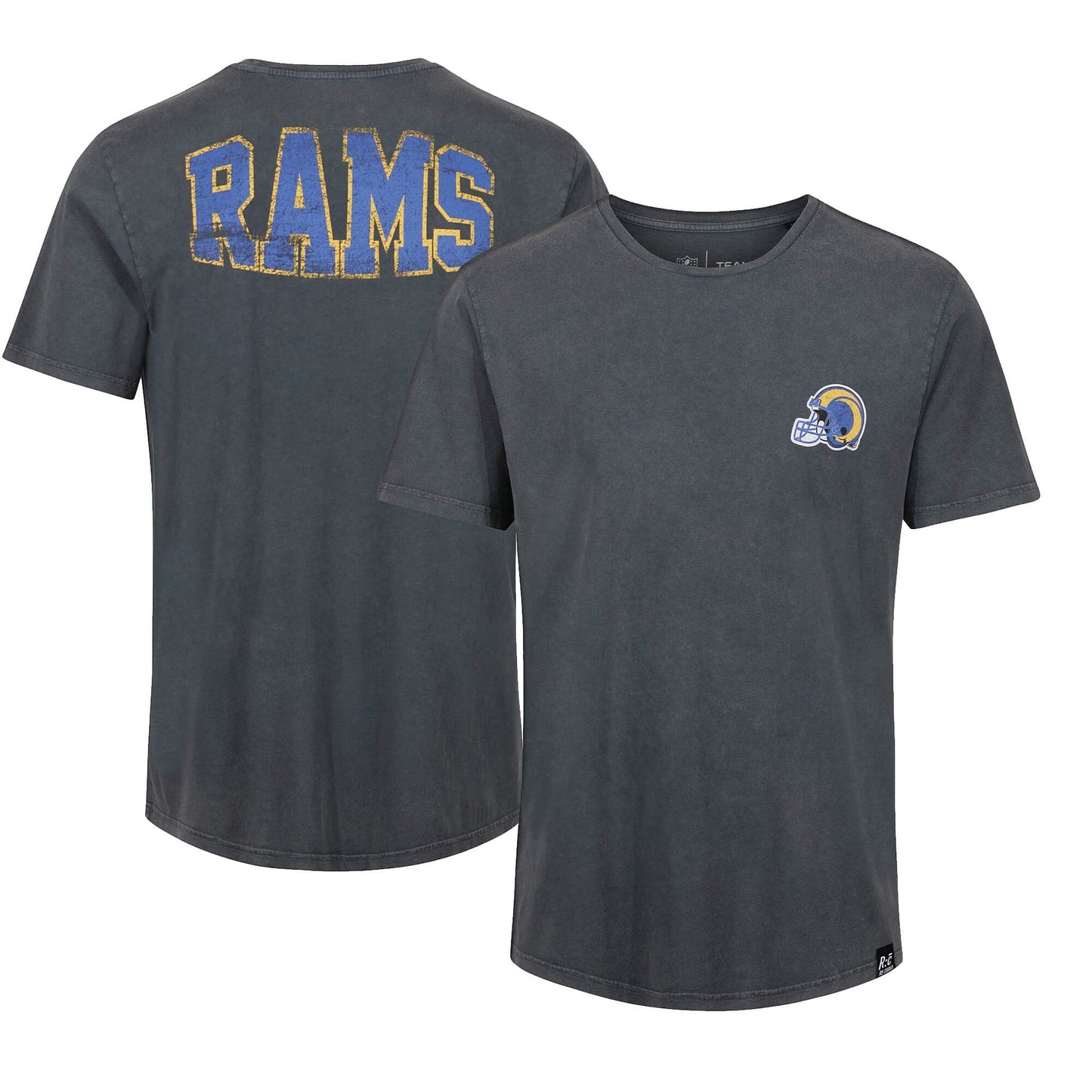 Re:Covered NFL Helmet Chest / College Backprint T-Shirt Los Angeles Rams Washed Black