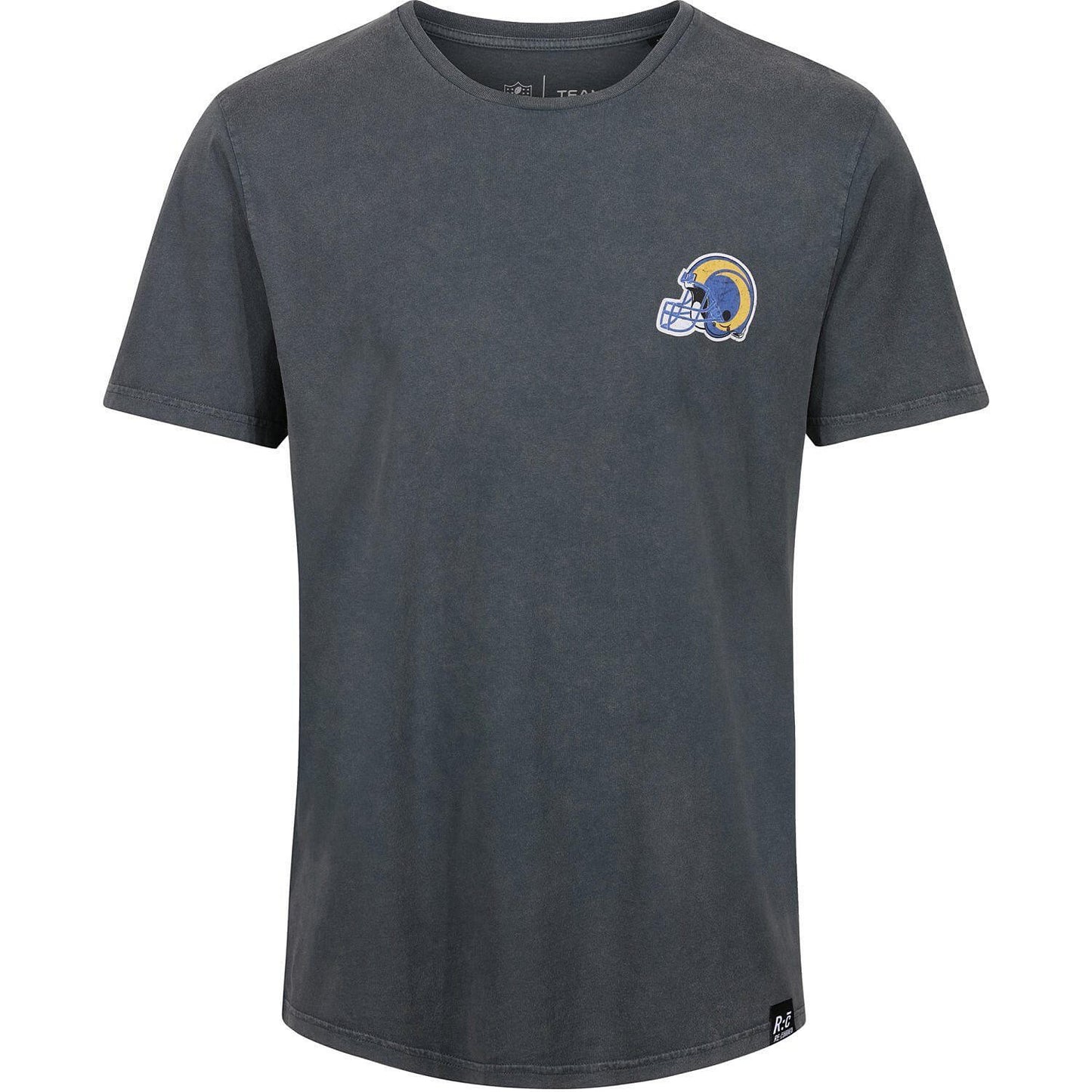 Re:Covered NFL Helmet Chest / College Backprint T-Shirt Los Angeles Rams Washed Black