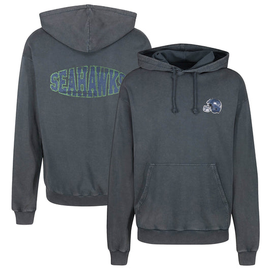 Mikina s kapucňou Re:Covered NFL Helmet Chest / College Backprint Hoody Seattle Seahawks tmavošedá