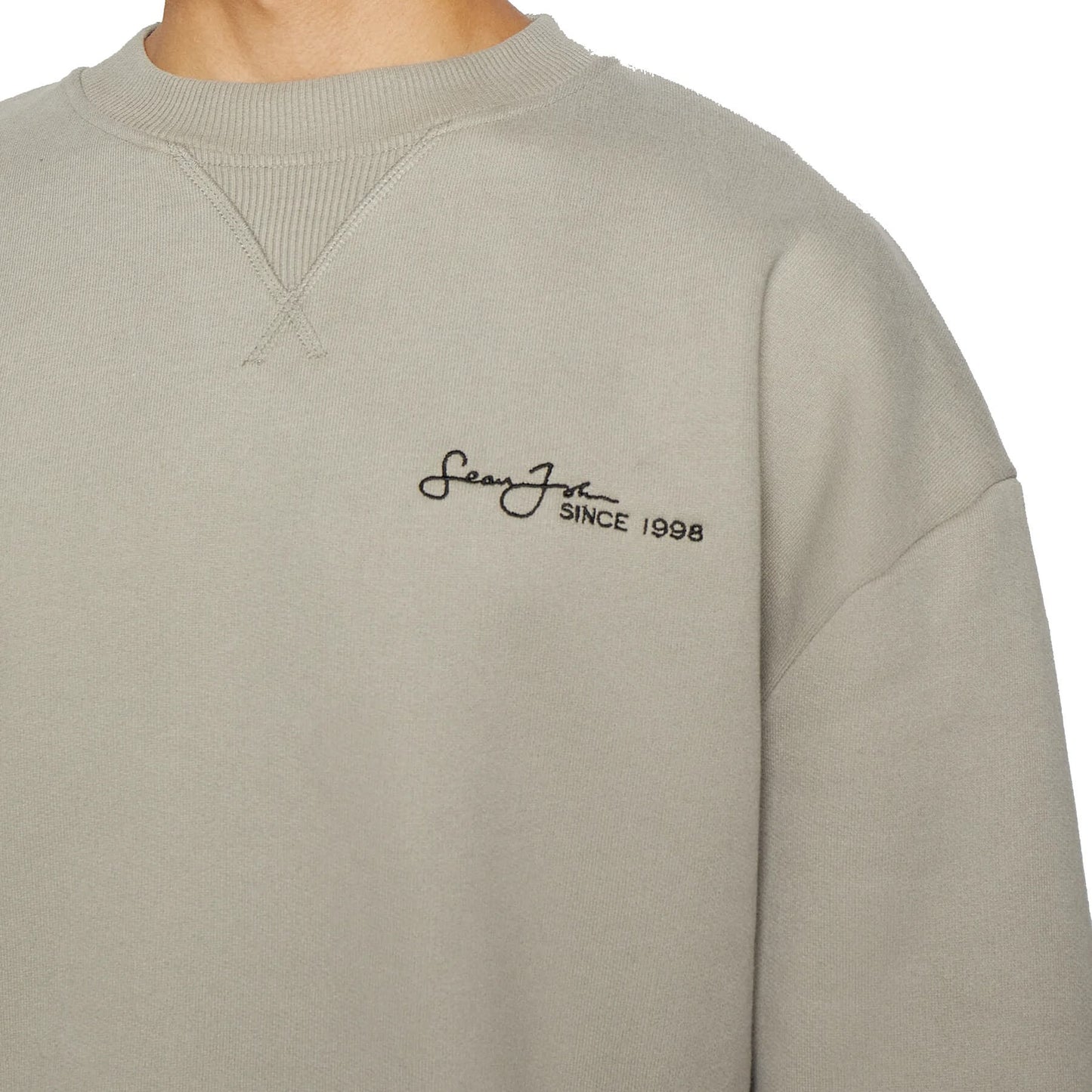 Sean John Script Logo Backprint Peached Crew Grey