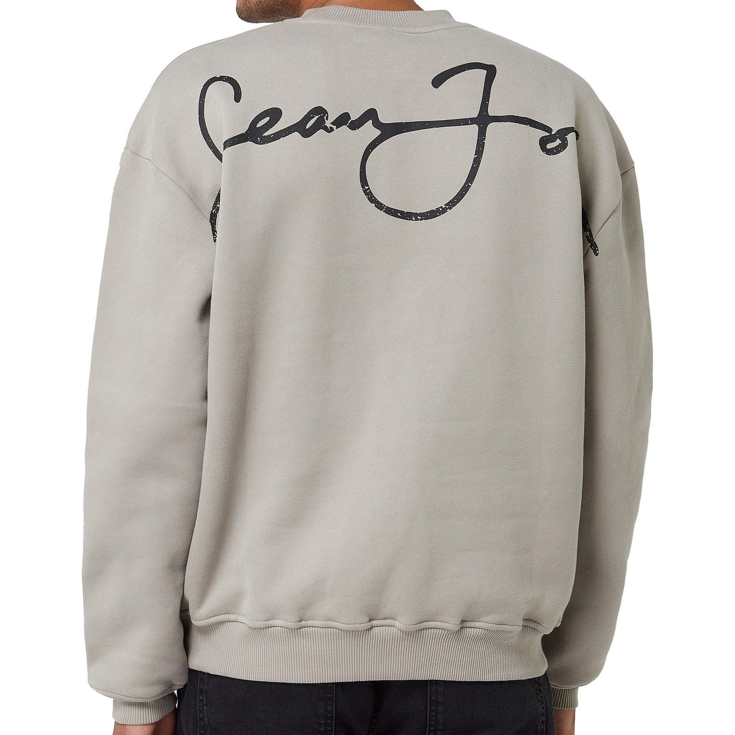 Sean John Script Logo Backprint Peached Crew Grey