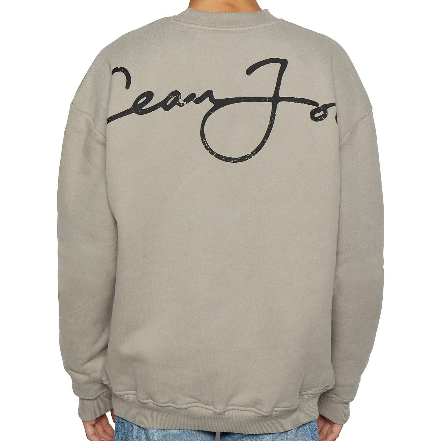 Sean John Script Logo Backprint Peached Crew Grey