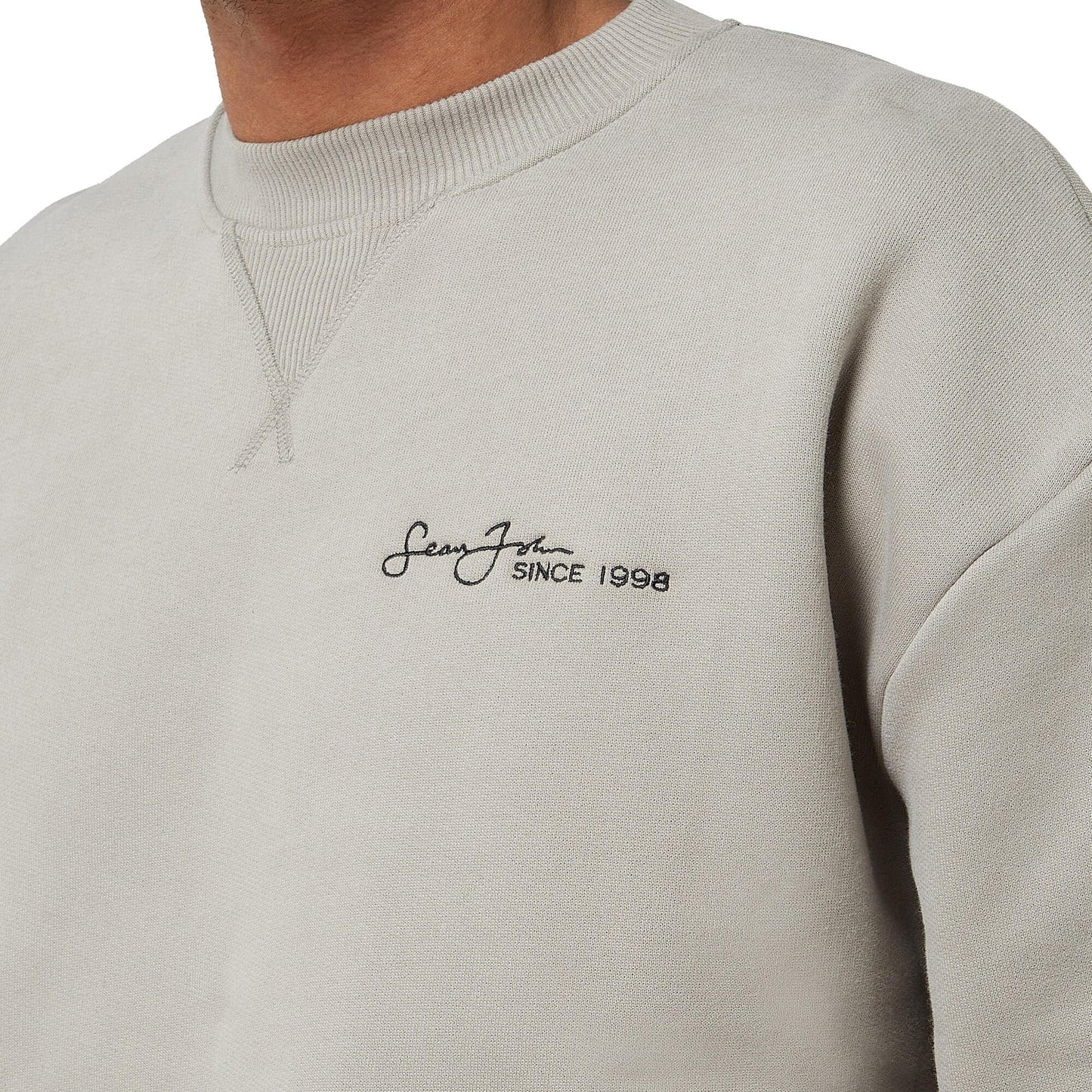 Sean John Script Logo Backprint Peached Crew Grey