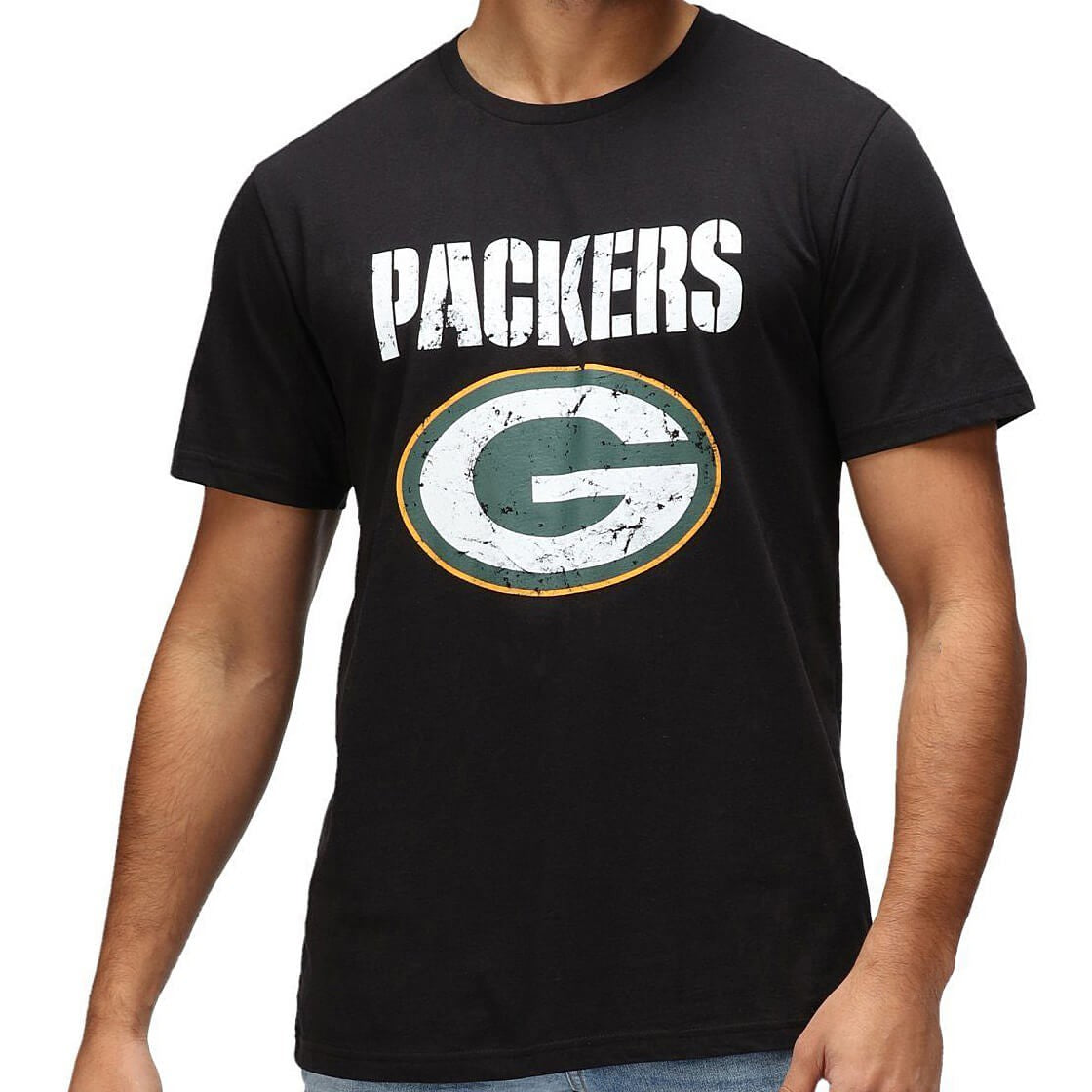 Re:Covered NFL Core Logo T-Shirt Green Bay Packers Solid Black