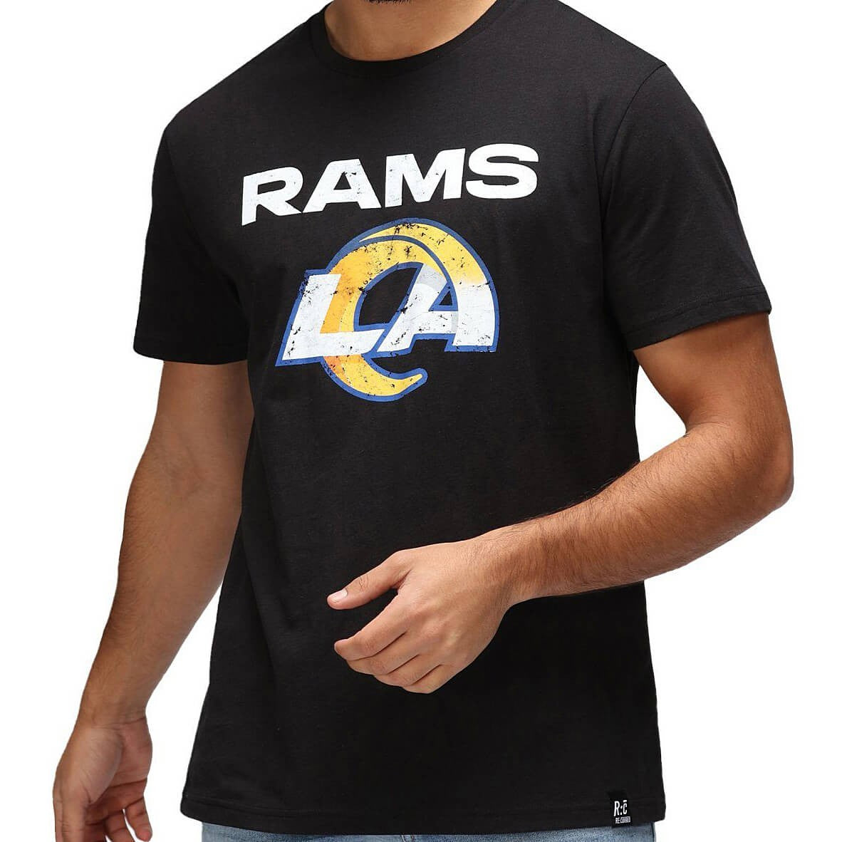 Re:Covered NFL Core Logo T-Shirt Los Angeles Rams Solid Black