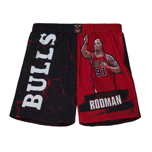 Basketbalové šortky Mitchell & Ness NBA Player Burst Mesh Short Bulls Dennis Rodman Chicago Bulls čierno/červené