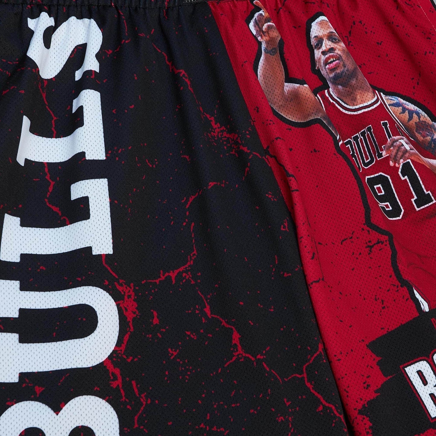 Basketbalové šortky Mitchell & Ness NBA Player Burst Mesh Short Bulls Dennis Rodman Chicago Bulls čierno/červené