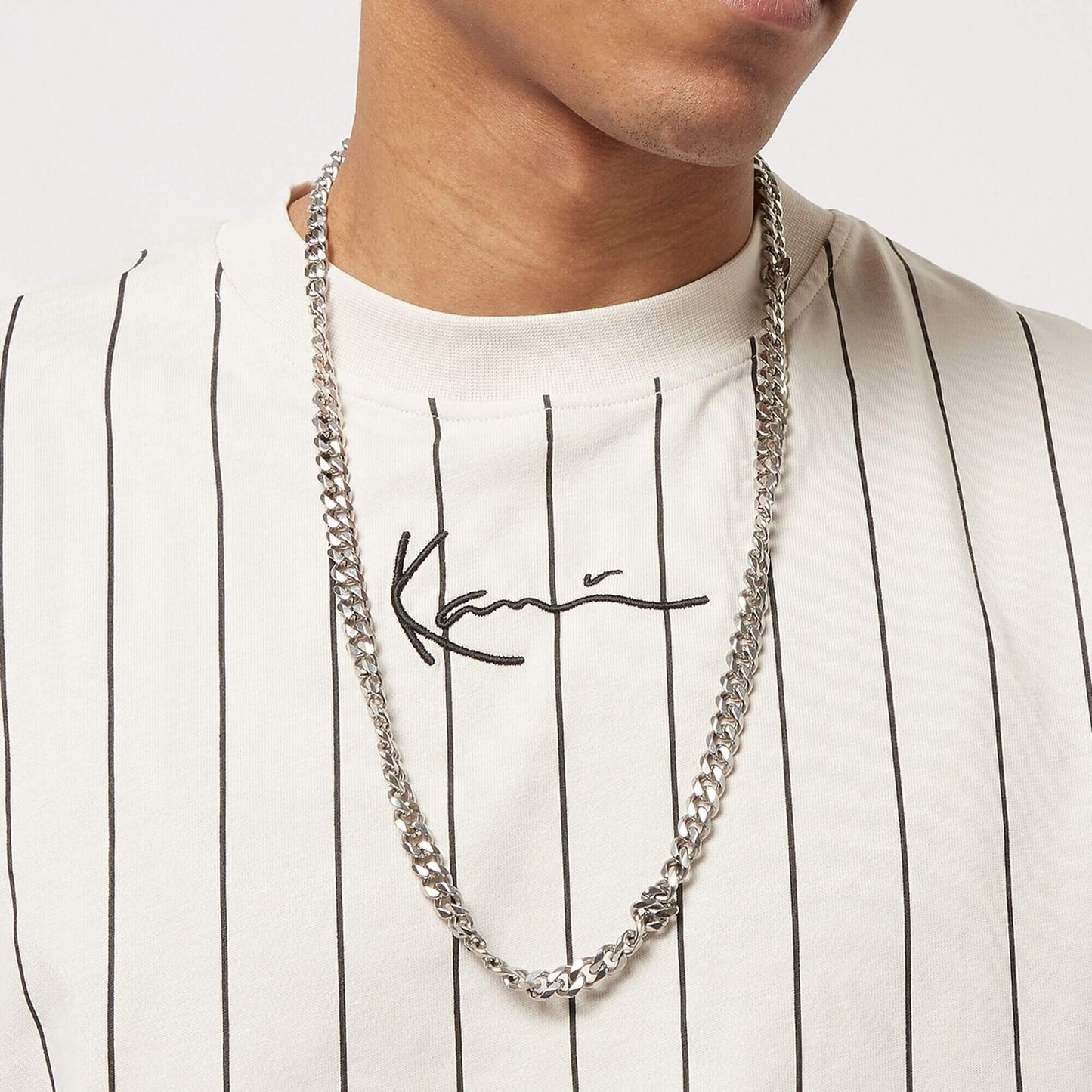 Karl Kani KK Small Signature Pinstripe Tee light sand/black