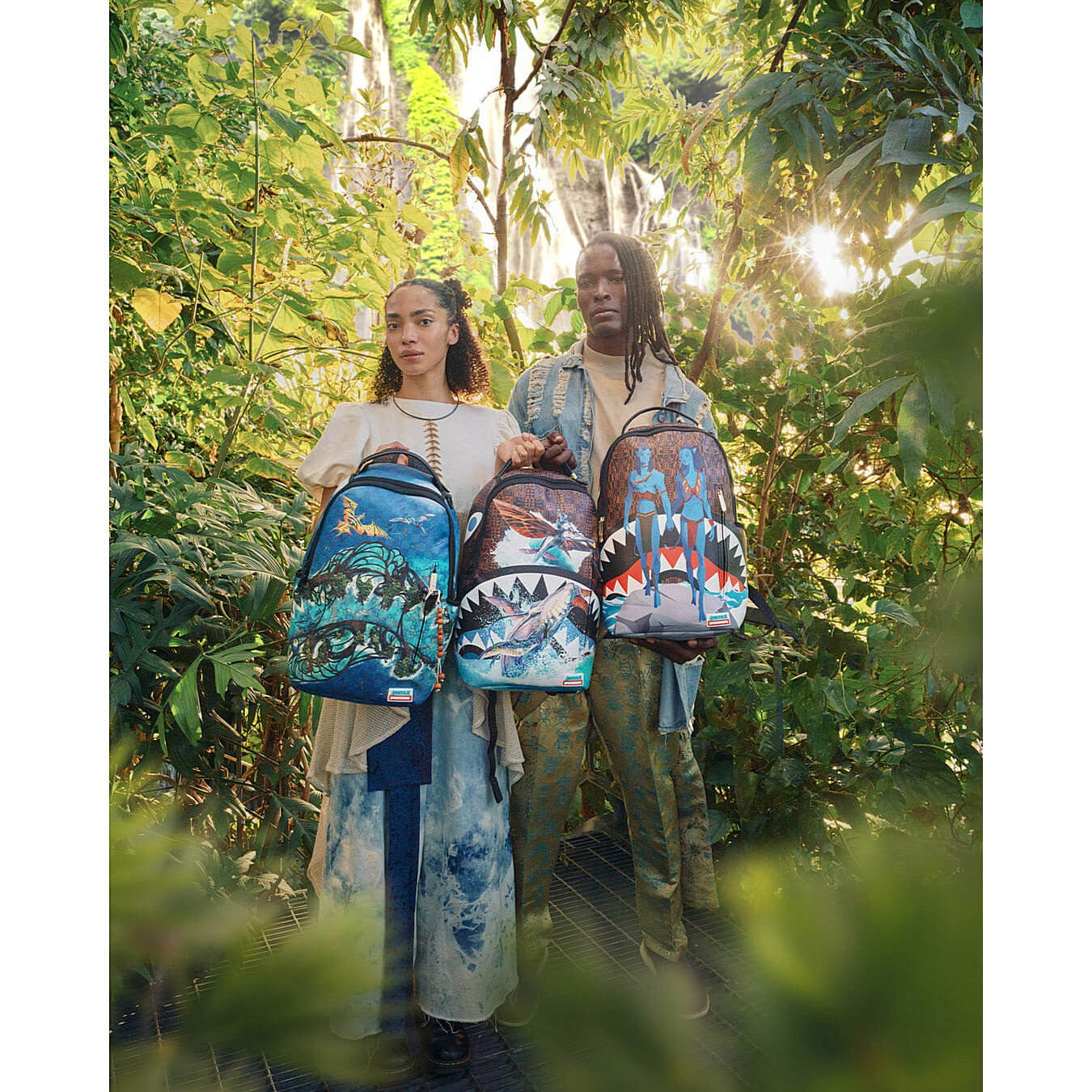 Sprayground Avatar Ocean Shark Backpack Jake And Neytiri Sharks In Pandora Brown