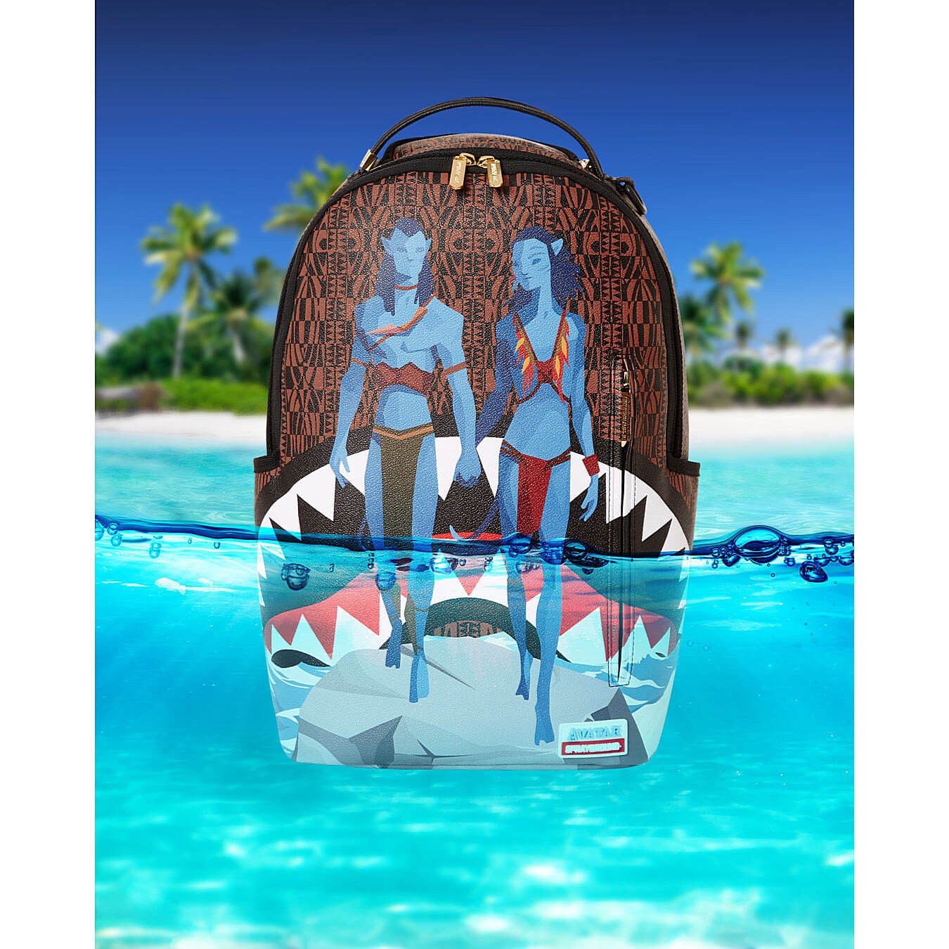 Sprayground Avatar Ocean Shark Backpack Jake And Neytiri Sharks In Pandora Brown