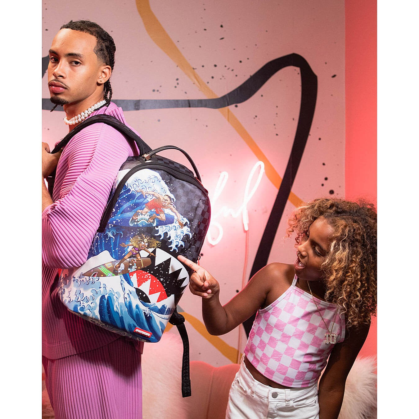 Sprayground Amari Bailey & Sister Surfrider Collab Backpack (Dlxv) Grey/Multicolor