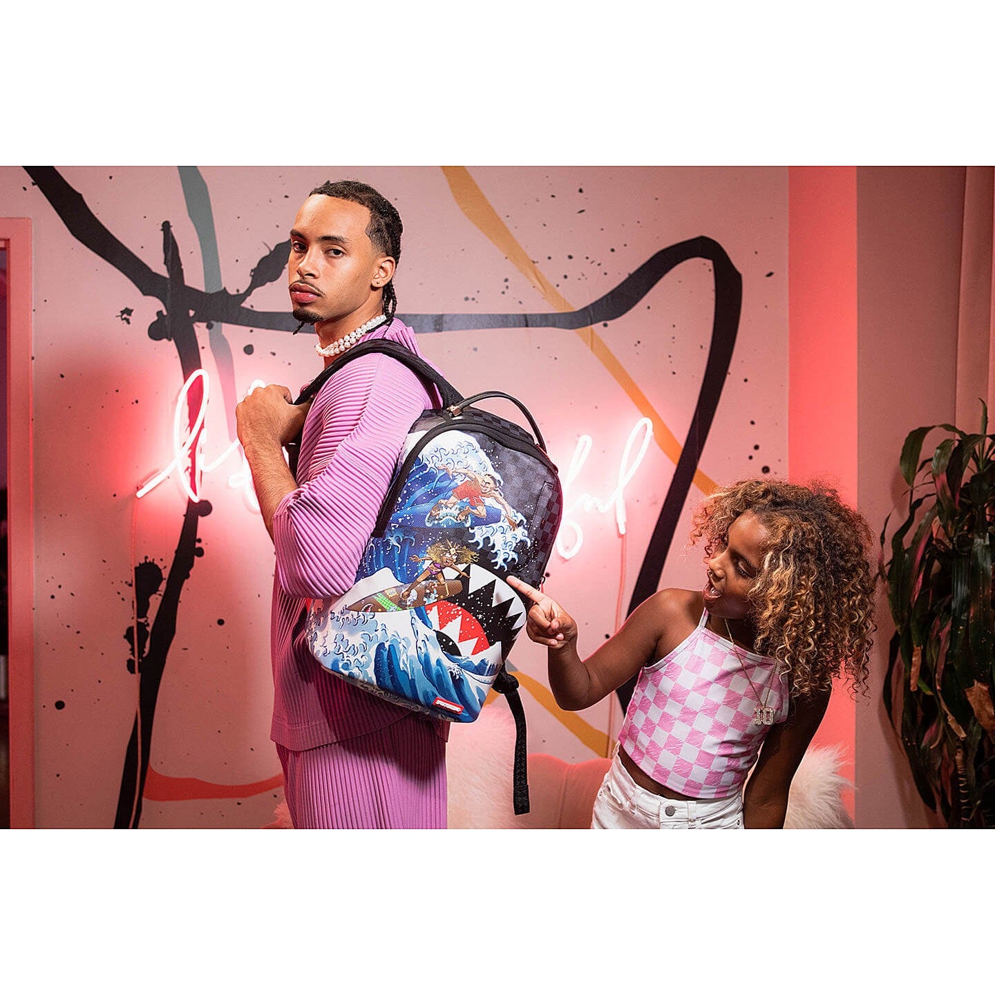 Sprayground Amari Bailey & Sister Surfrider Collab Backpack (Dlxv) Grey/Multicolor