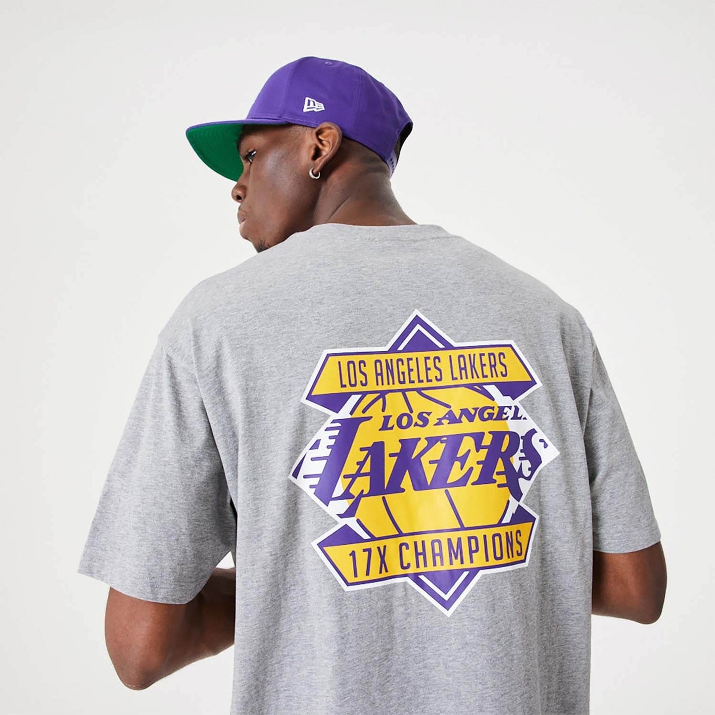 NEW ERA LA Lakers NBA Championship Medium Grey Oversized T-Shirt Grey