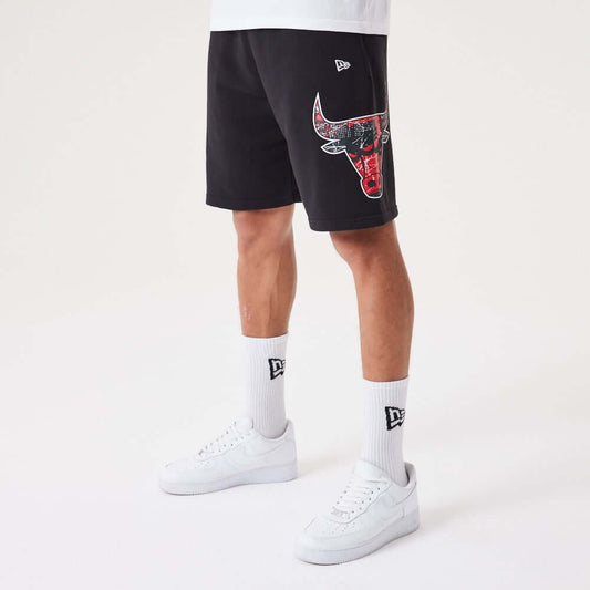 NEW ERA Chicago Bulls NBA Team Logo Black Shorts Black