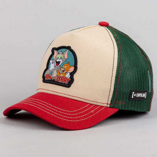 Capslab Tom & Jerry Classic Trucker Cap Beige/Azure/Red