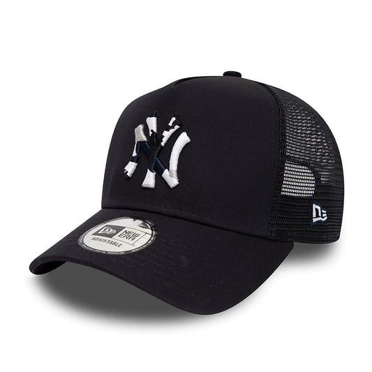 New Era MLB New York Yankees Team Camo Infill Blue A-Frame Trucker Cap Blue