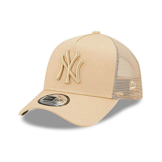 New Era MLB New York Yankees Youth Tonal Mesh Beige A-Frame Trucker Cap Cream