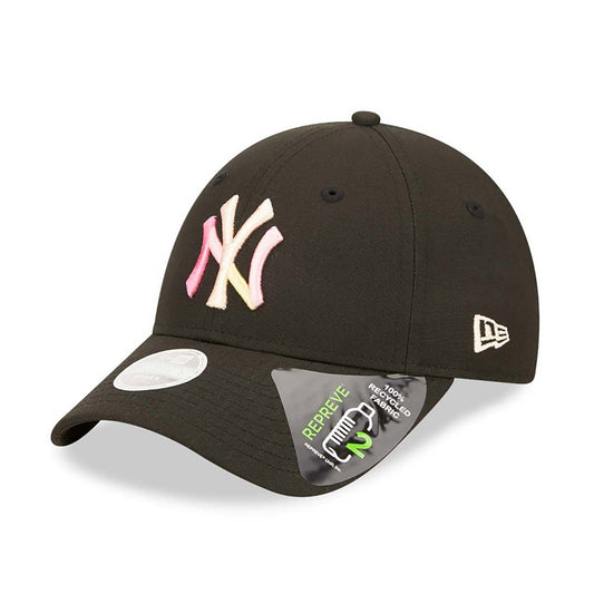 NEW ERA MLB New York Yankees Womens Repreve Block Logo Black 9FORTY Adjustable Cap Black