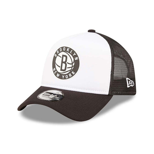 NEW ERA NBA Block Brooklyn Nets Team Color White A-Frame Trucker Cap White