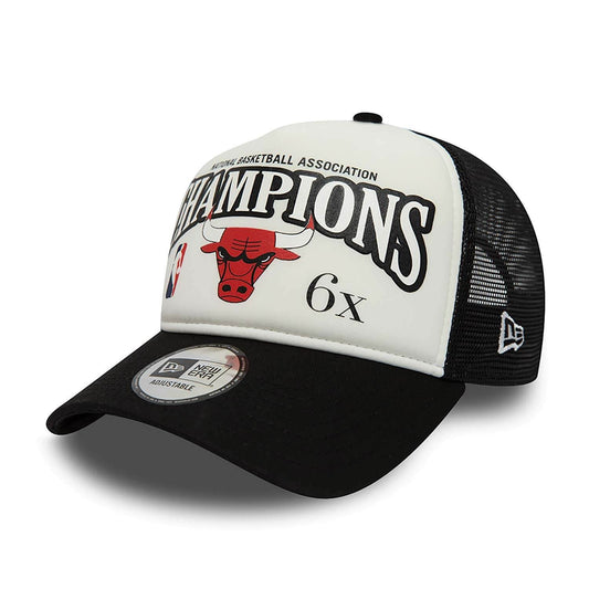 New Era NBA Chicago Bulls League Champions White A-Frame Trucker Cap White