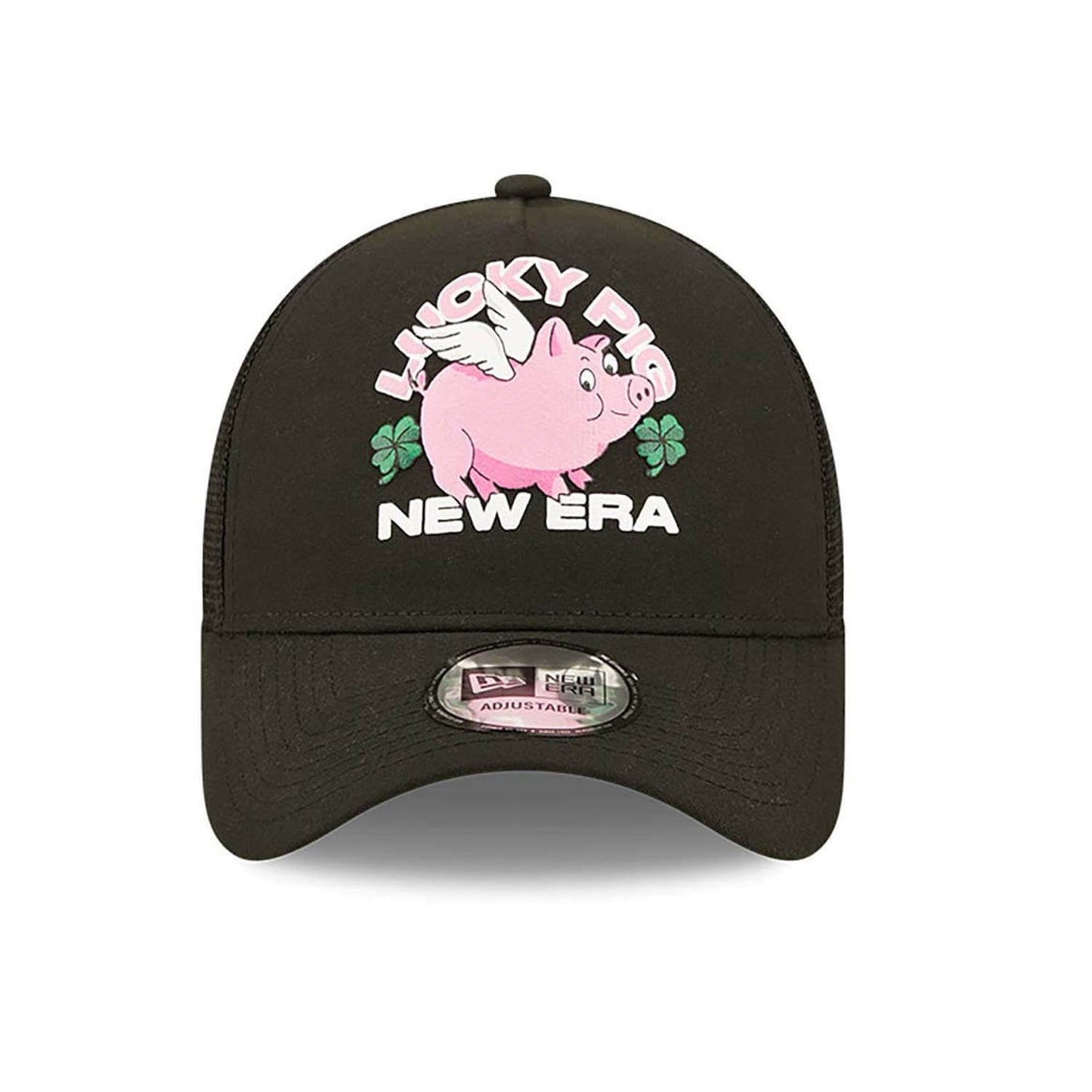 New Era Lucky Pig Repreve Black A-Frame Trucker Cap Black