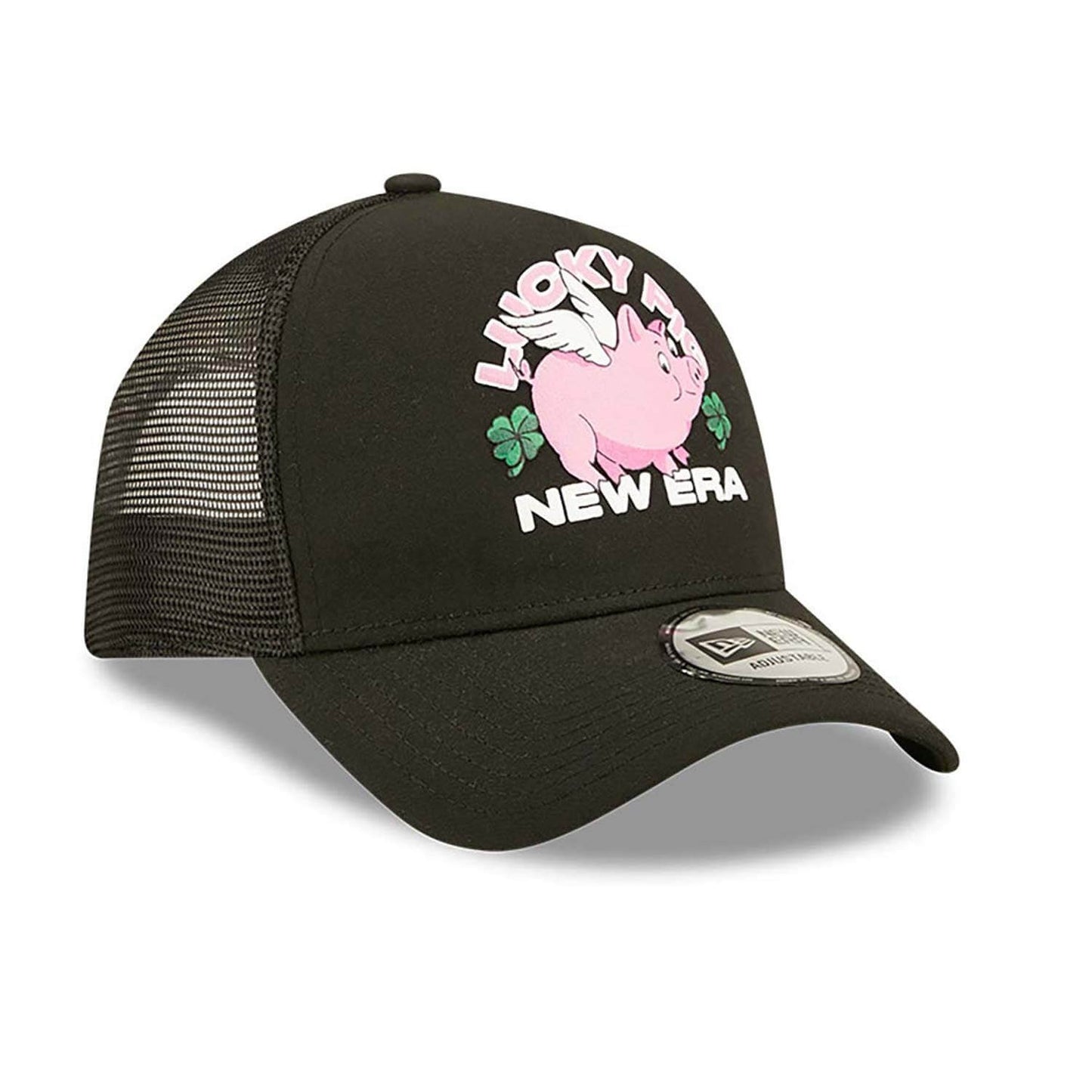 New Era Lucky Pig Repreve Black A-Frame Trucker Cap Black