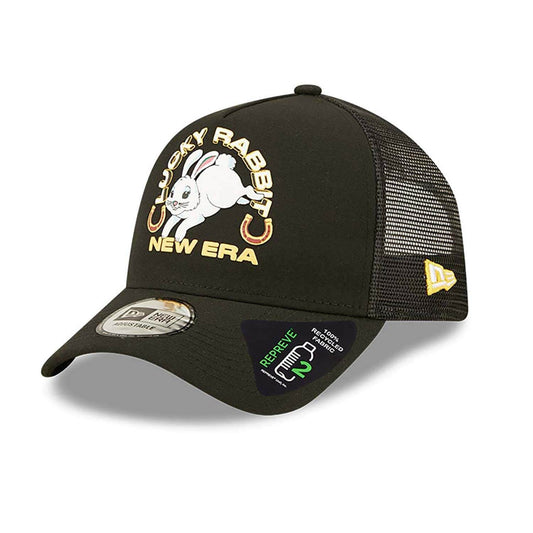 New Era Lucky Rabbit Repreve Black A-Frame Trucker Cap Black