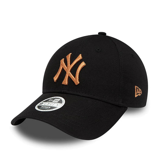 New Era MLB New York Yankees Womens Metallic Logo Black 9FORTY Adjustable Cap Black