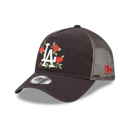 New Era MLB LA Dodgers Flower Black 9FORTY A-Frame Trucker Cap Black