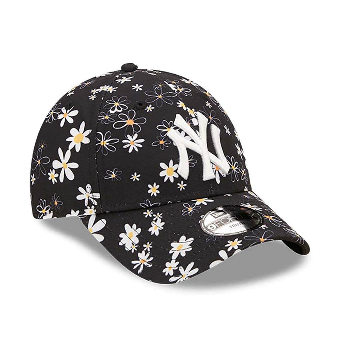 New Era MLB New York Yankees Youth All Over Print Daisy Black 9Forty Adjustable Cap Black