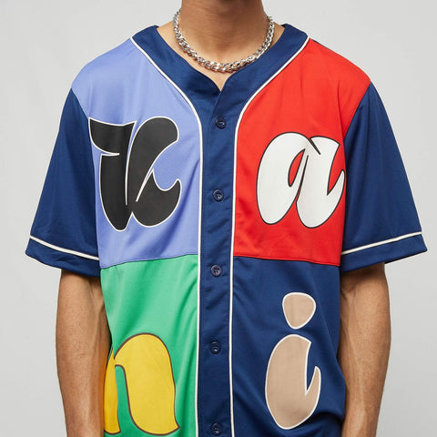 Karl kani Baseball Jersey Varsity Block Pinstripe White