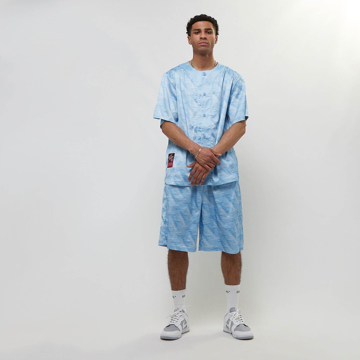 FUBU Retro Aop Baseball Jersey light blue