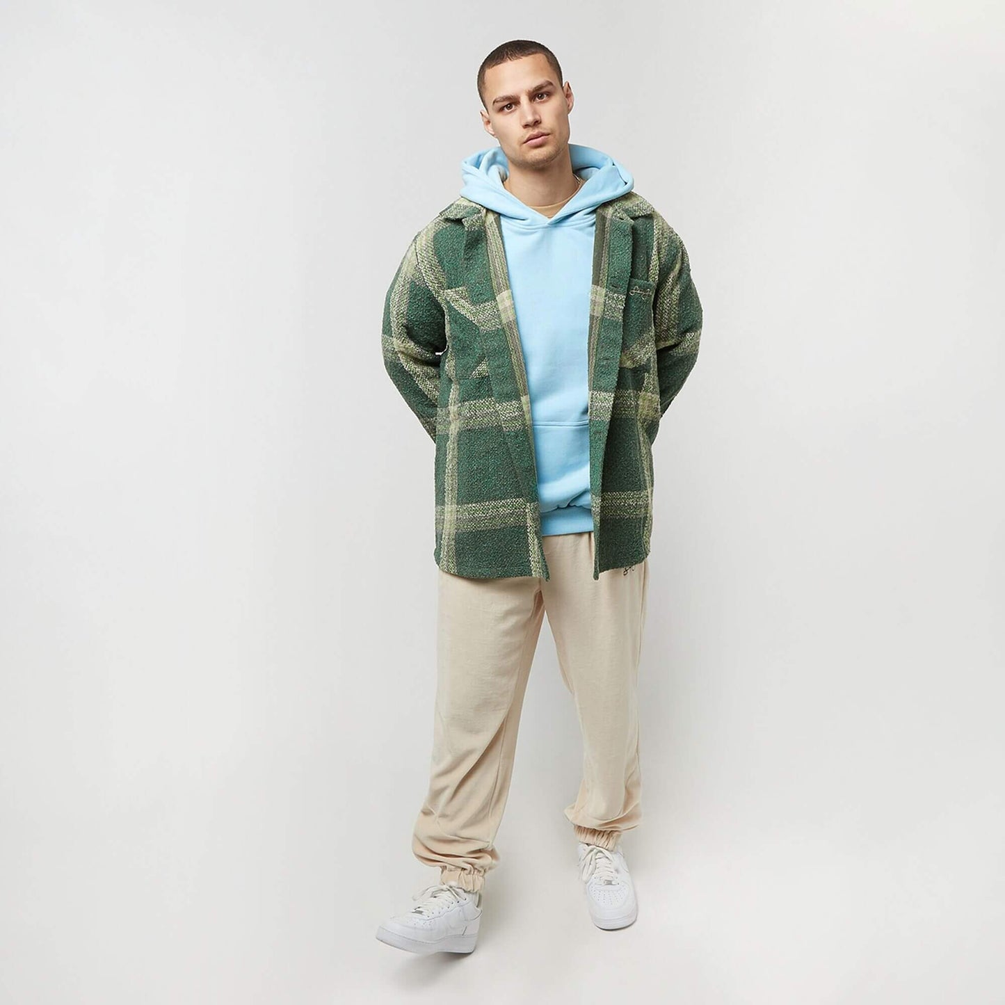 Sean John Script Logo Bouclé Overshirt olive/sand