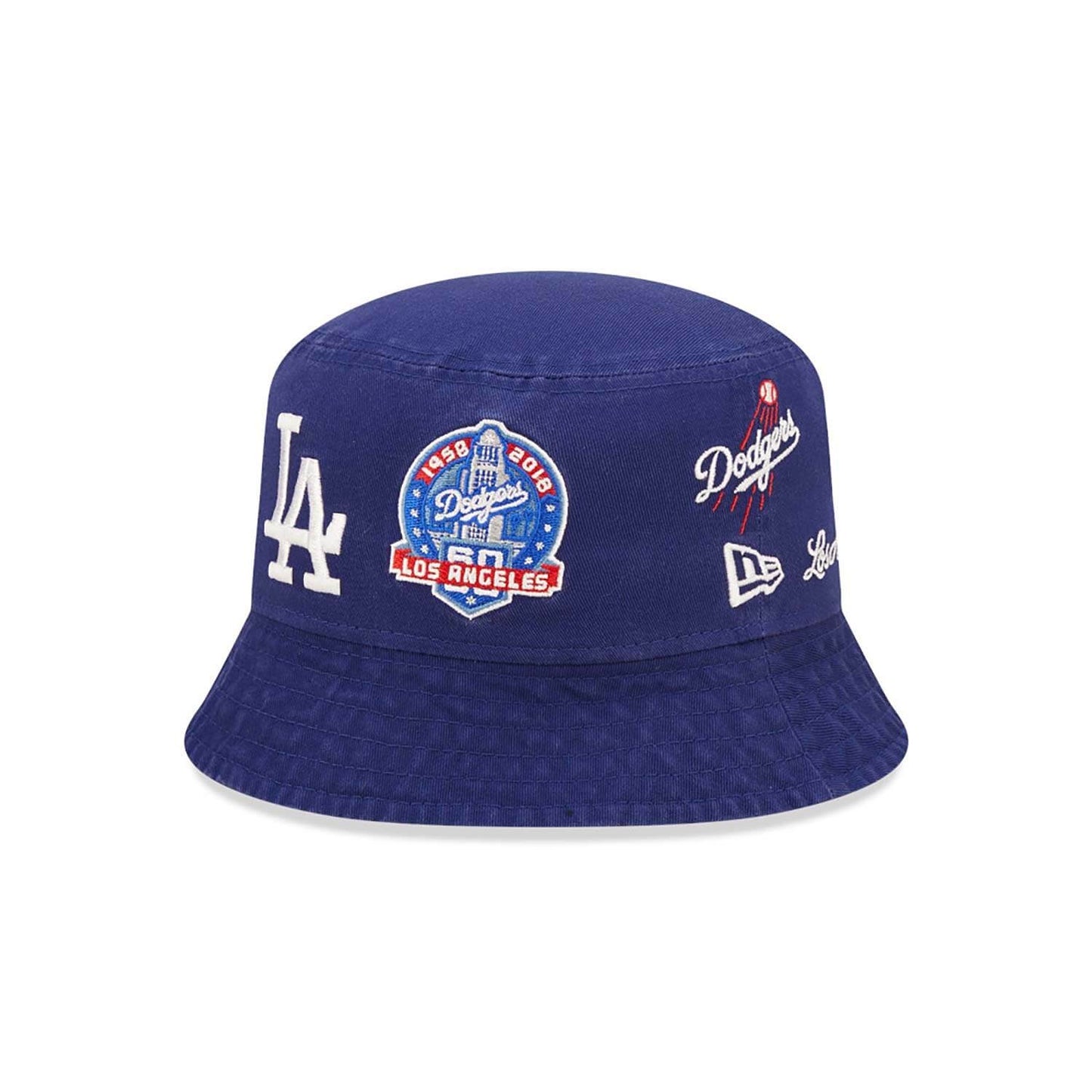 Klobúk New Era MLB LA Dodgers Cooperstown Multi Patch Blue Bucket Hat modrý