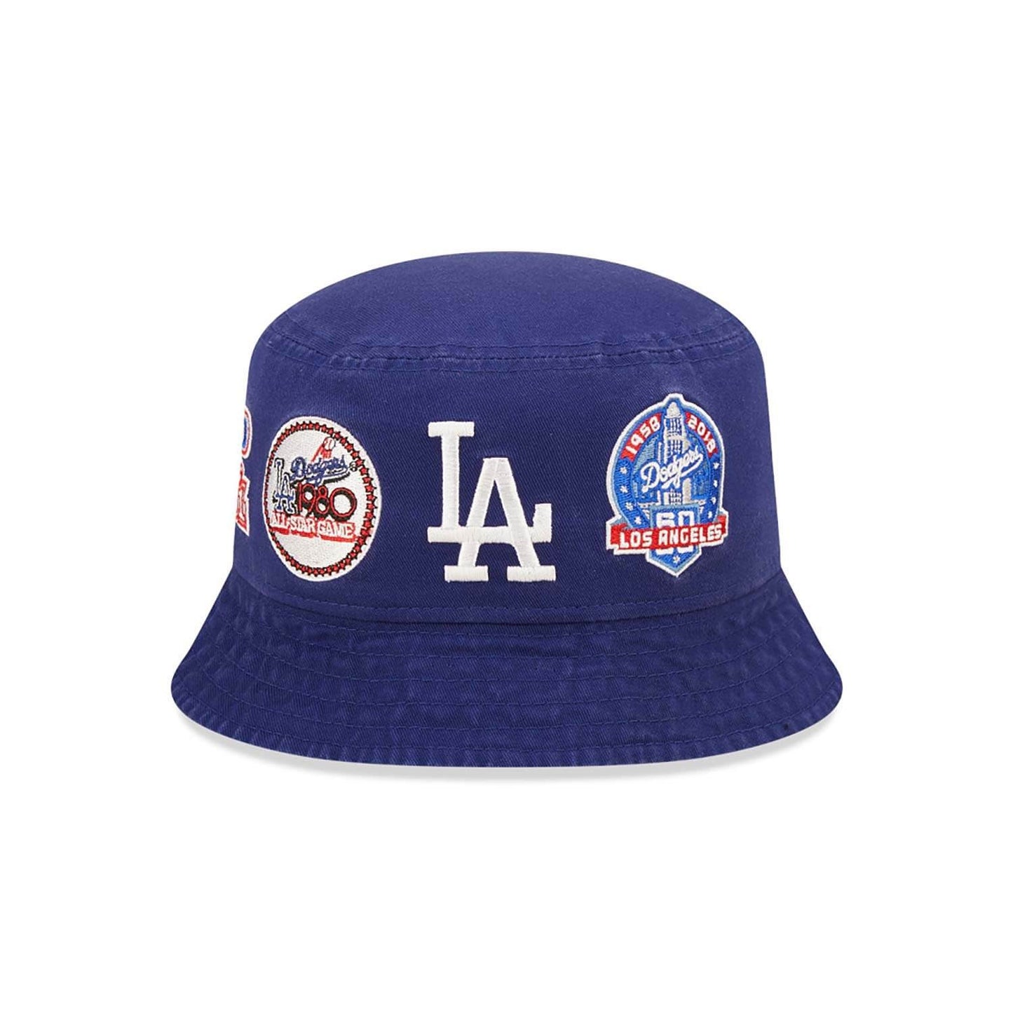 Klobúk New Era MLB LA Dodgers Cooperstown Multi Patch Blue Bucket Hat modrý